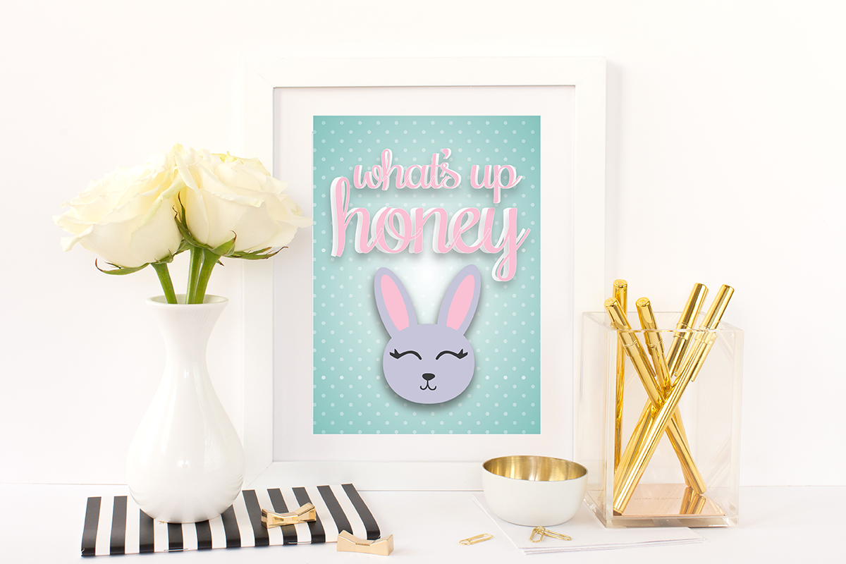 Free Printable What Up Honey from @pinkimonogirl for a gallery wall in a nursery